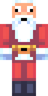 a jolly Santa in a red suit with a white beard and sack