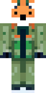 an anthropomorphic fox in a green explorer jacket