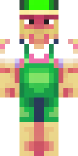 a farmer villager in a straw hat with a green apron