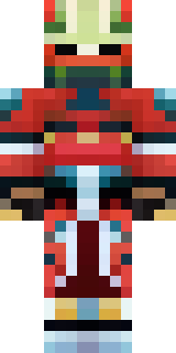 a samurai in red lacquered armor with a horned helmet