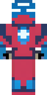 a masked hero in a sleek red and blue suit with a chest emblem