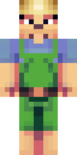a farmer villager in a straw hat with a green apron