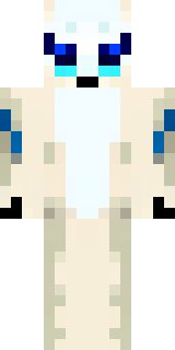a snow fox spirit in white fur with blue markings