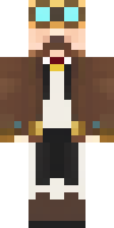 a steampunk inventor in a brown leather coat and brass goggles