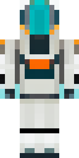a mecha pilot in a white flight suit with a segmented helmet