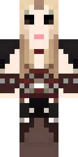 a shieldmaiden in leather armor with war paint