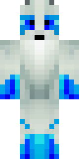a snow fox spirit in white fur with blue markings