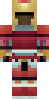 a samurai in red lacquered armor with a horned helmet