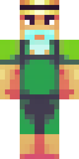 a farmer villager in a straw hat with a green apron