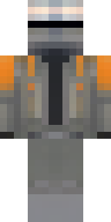 a battle-worn pilot in orange plating with scorch marks