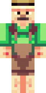a farmer villager in a straw hat with a green apron