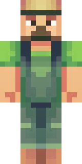 a farmer villager in a straw hat with a green apron