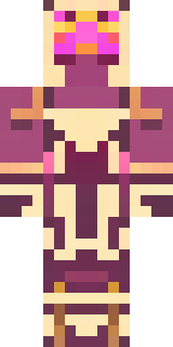 a nether hunter in crimson hide with glowing gold trim