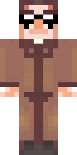 a friendly villager librarian in brown robes with glasses