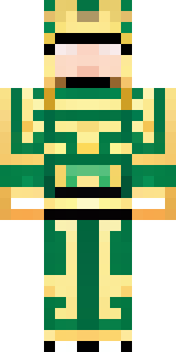 a jade samurai in green and gold ceremonial armor