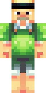 a farmer villager in a straw hat with a green apron