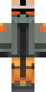 a battle-worn pilot in orange plating with scorch marks