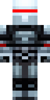 a chrome-armed enforcer in dark tactical gear with red optics