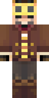 a steampunk inventor in a brown leather coat and brass goggles