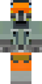 a battle-worn pilot in orange plating with scorch marks