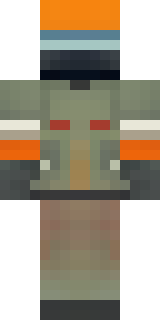 a battle-worn pilot in orange plating with scorch marks