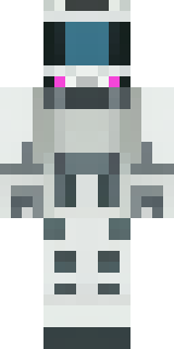a mecha pilot in a white flight suit with a segmented helmet