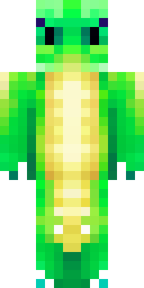 a dragon hybrid with green scales, horns and a spined tail