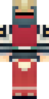 a samurai in red lacquered armor with a horned helmet