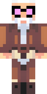 a friendly villager librarian in brown robes with glasses