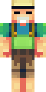 a farmer villager in a straw hat with a green apron