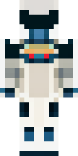 a mecha pilot in a white flight suit with a segmented helmet