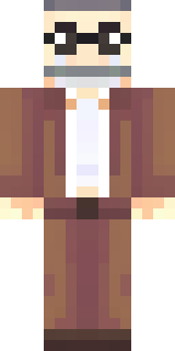 a friendly villager librarian in brown robes with glasses