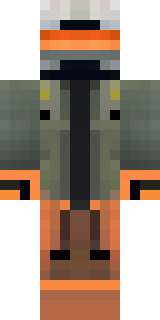 a battle-worn pilot in orange plating with scorch marks