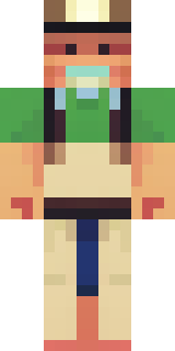 a farmer villager in a straw hat with a green apron