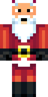 a jolly Santa in a red suit with a white beard and sack