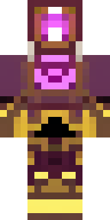 a nether hunter in crimson hide with glowing gold trim