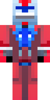 a masked hero in a sleek red and blue suit with a chest emblem