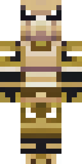 a piglin brute in gold armor with a snout and tusks