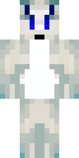 a snow fox spirit in white fur with blue markings