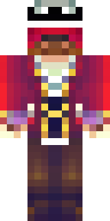 a pirate captain in a long red coat and tricorn hat