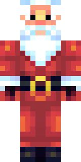 a jolly Santa in a red suit with a white beard and sack