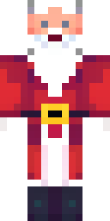 a jolly Santa in a red suit with a white beard and sack