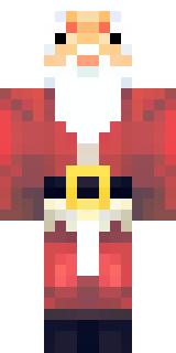 a jolly Santa in a red suit with a white beard and sack