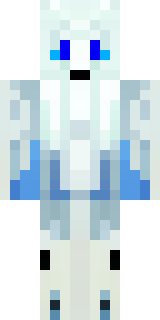 a snow fox spirit in white fur with blue markings