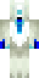 a snow fox spirit in white fur with blue markings