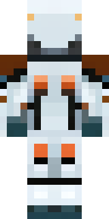 a mecha pilot in a white flight suit with a segmented helmet