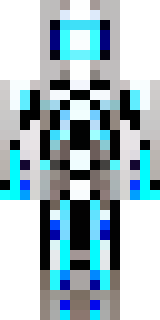 a chrome android with glowing blue eyes and exposed joints
