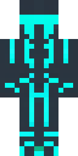 a neon cyber-ninja in dark bodysuit with teal light trim