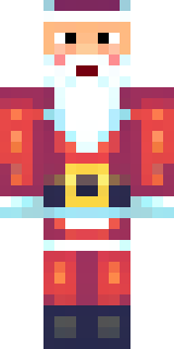 a jolly Santa in a red suit with a white beard and sack