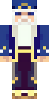 an old wizard in a starry midnight-blue robe and pointed hat